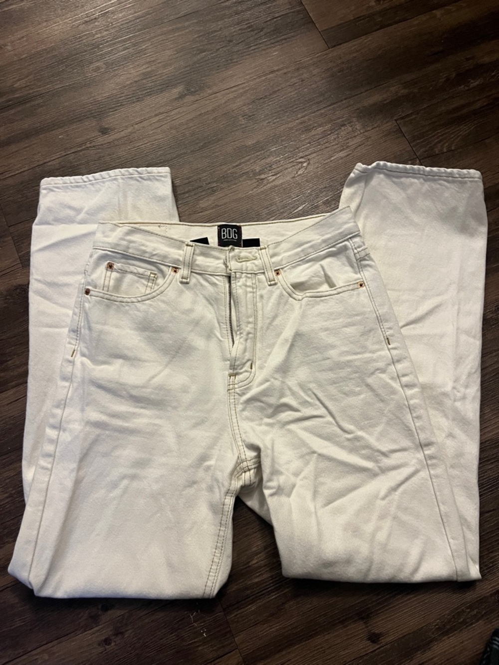 BDG White High-Rise Straight-Leg Jeans